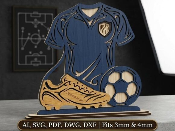 Download 3D Soccer Jersey Trophy Laser SVG DXF - Laser svg Collection