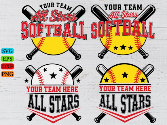 Download Softball All Stars Team SVG Template - Svg template Collection