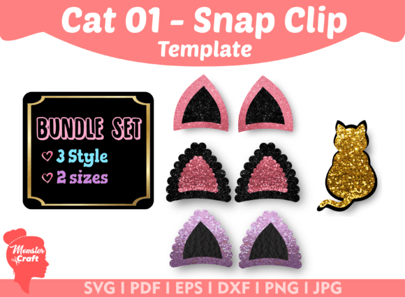 Download Cat Ears Snap Clip SVG Template - Svg template Collection